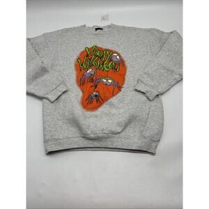Vintage 90s TSI Happy Halloween Cartoon Spider Sweatshirt Adult Size LARGE Gray